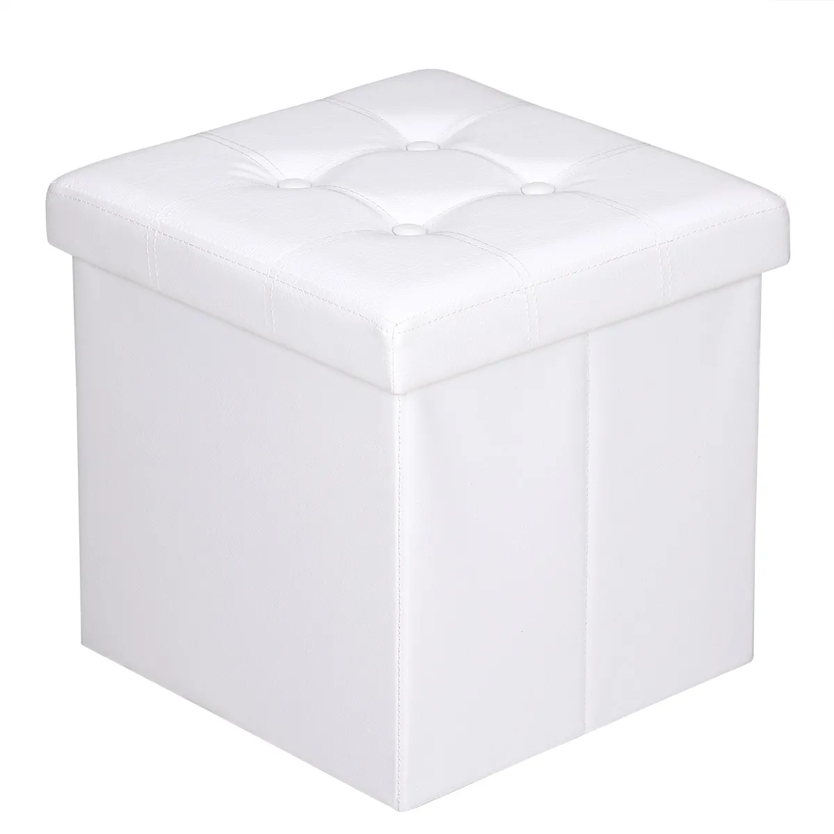 1160625-bild-1-1 Casaria Faltbarer Sitzhocker mit Stauraum weiß 38x38x38 cm