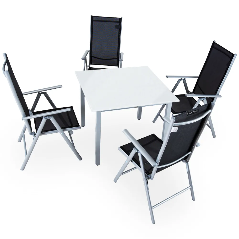 1160638-bild-1-1 Casaria Garten-Sitzgruppe Bern 5-tlg. Silber Alu Milchglas