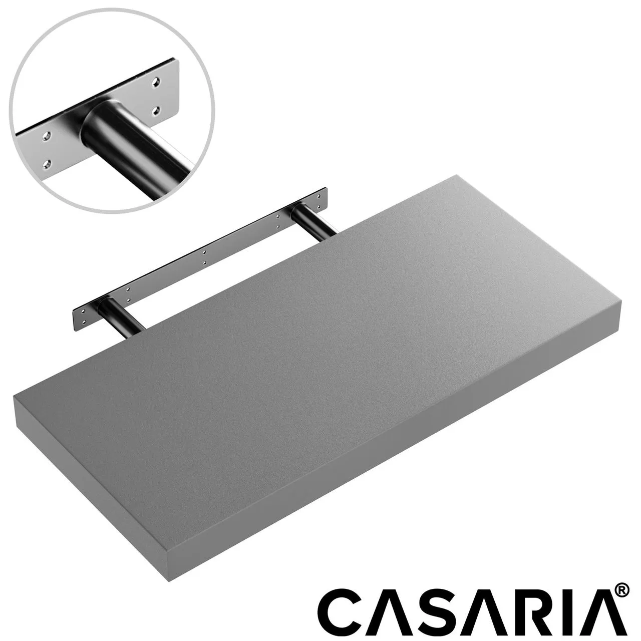 1160678-bild-1-1 Casaria Wandregal Schweberegal 50cm grau + Halterung