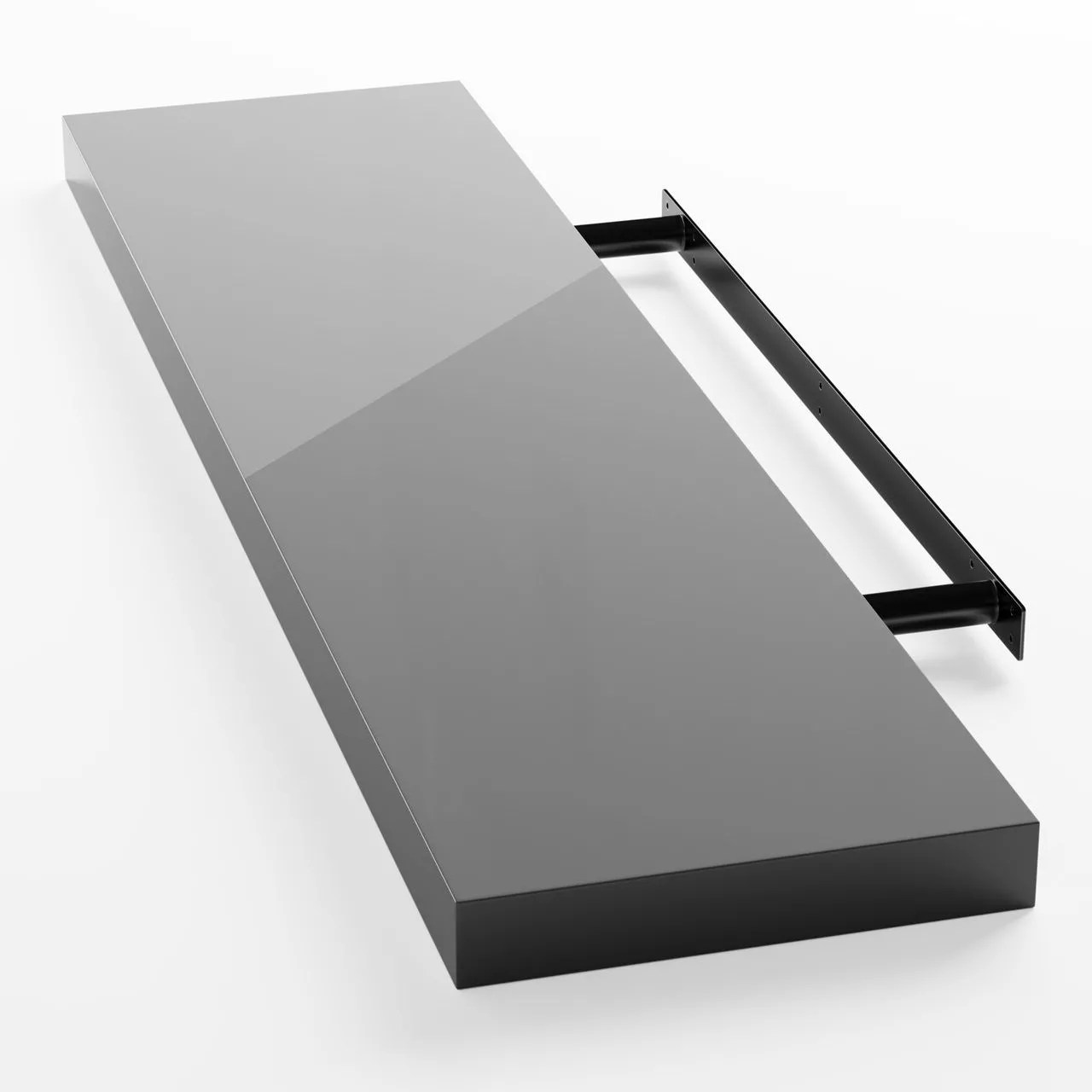 1160686-bild-1-1 Casaria Wandregal Schweberegal 90cm Hochglanz grau + Halterung